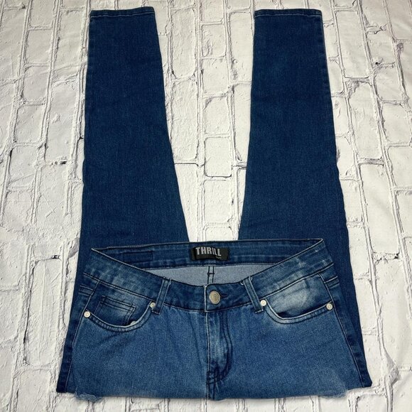 Thrill Jeans Y2K Distressed Straight Leg Denim Sz 11 - Picture 2 of 8
